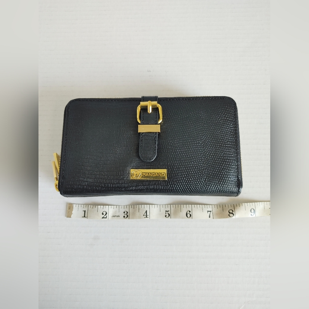 Joy Mangano Womens Leather Double Zipper Wallet Large Black - Picture 12 of 13